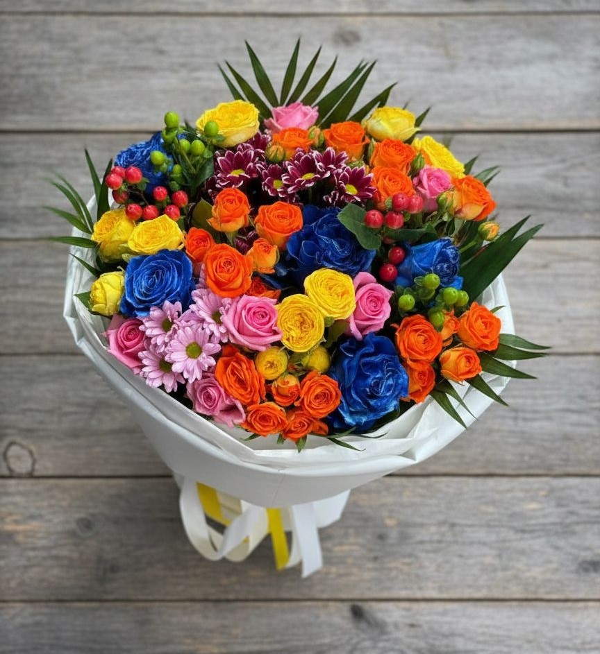 Букет цветов из: Розы и Хризантемы в Иванисово