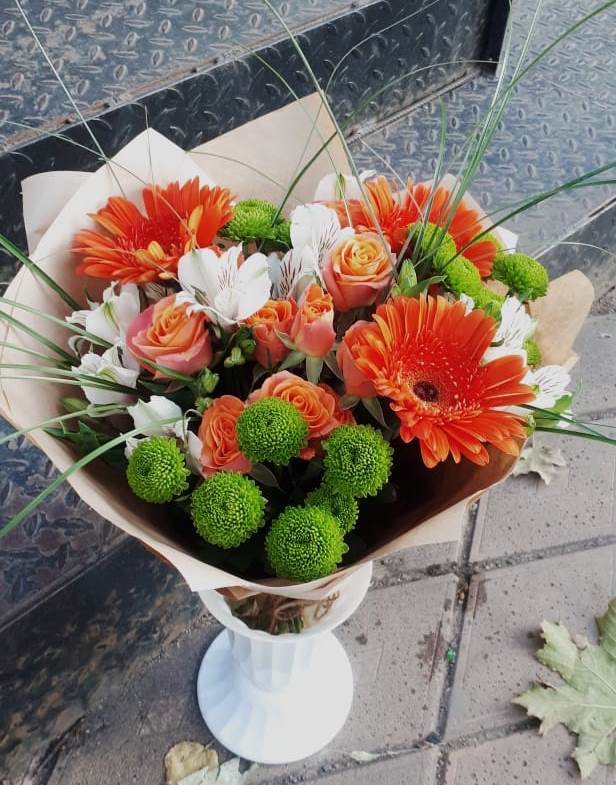 Букет цветов из: Герберы, Хризантемы, Альстромерии и Розы в Иванисово