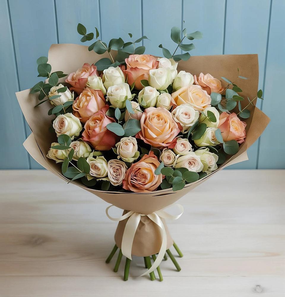 Букет цветов из: Альстромерии и Розы в Иванисово