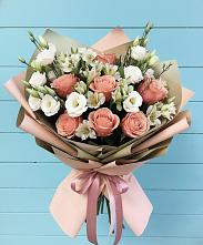 Букет цветов из:  Розы, Альстромерии и Лизиантусы в Иванисово