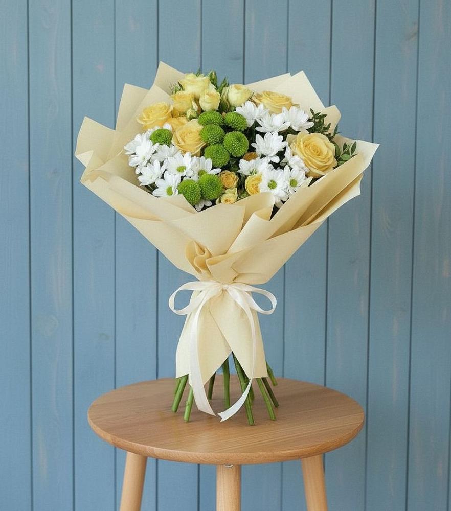 Букет цветов из: Хризантемы и Розы в Иванисово