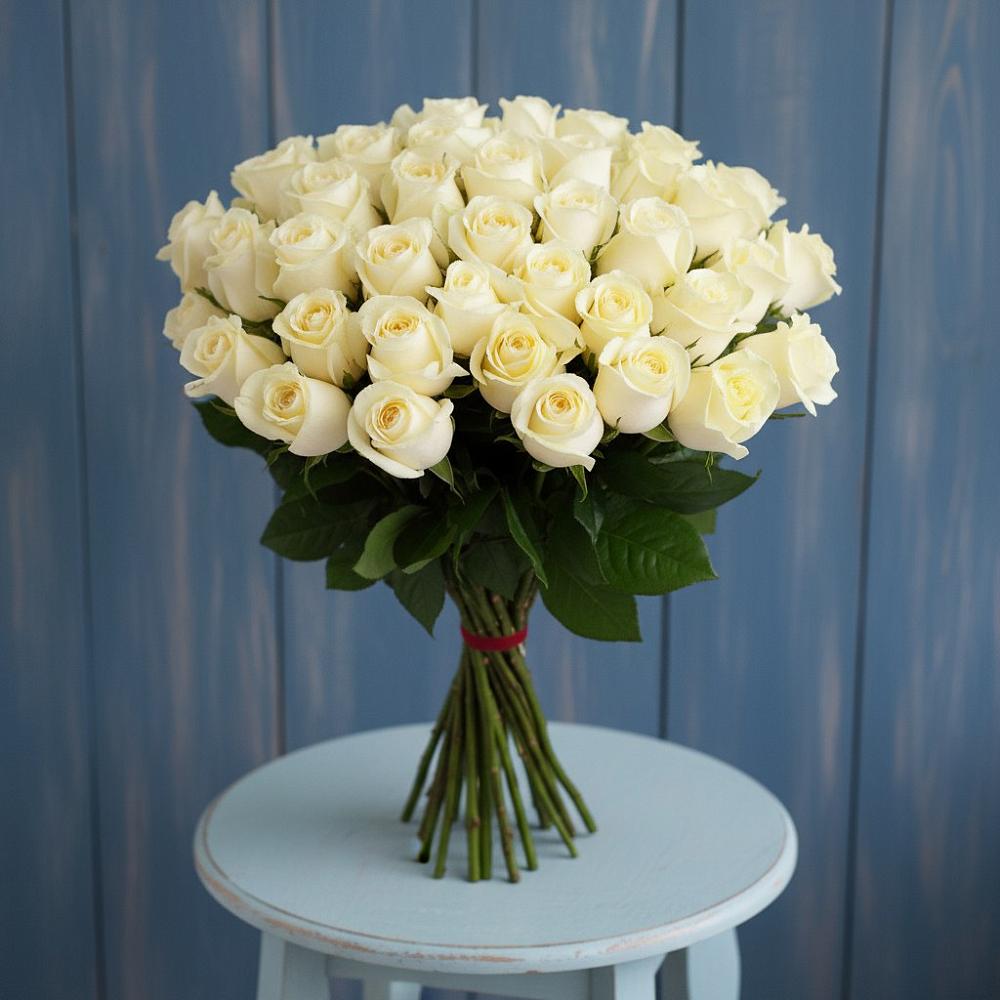 Букет 51 Белая роза Эдлесс Лав в Иванисово