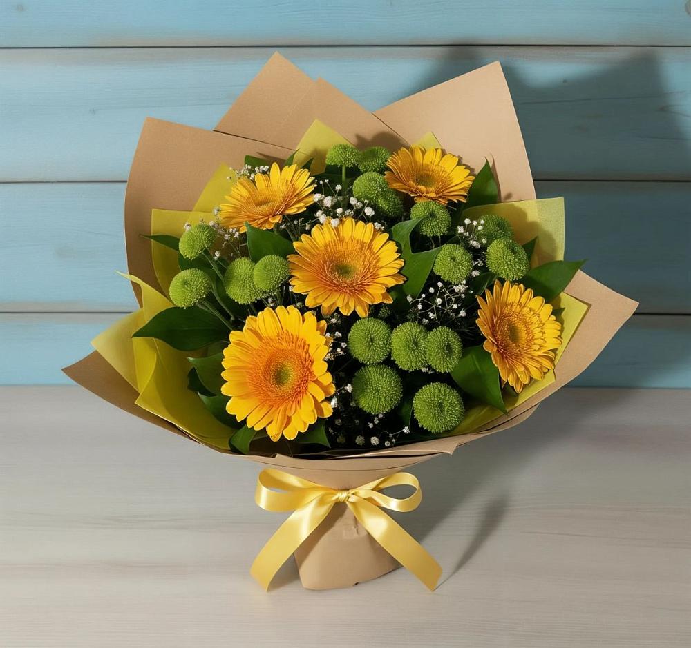 Букет цветов из: Герберы и Хризантемы в Иванисово