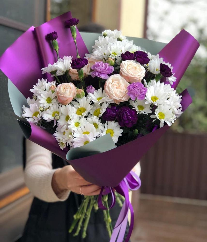 Букет цветов из: Хризантемы, Гвоздики и Розы в Иванисово