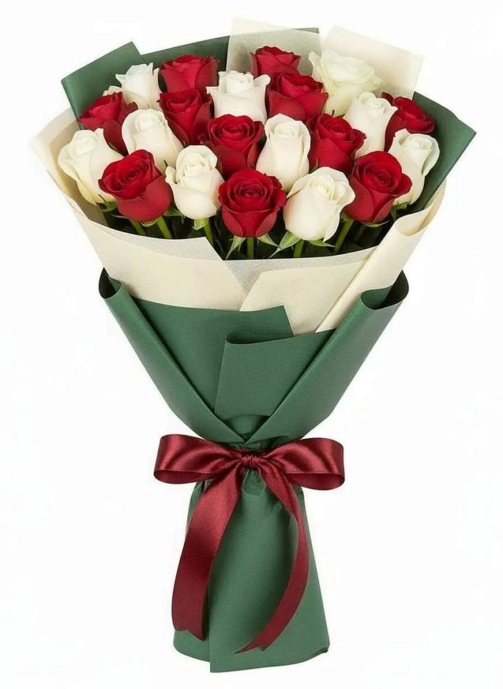 Букет Микс из красных и белых роз в Иванисово