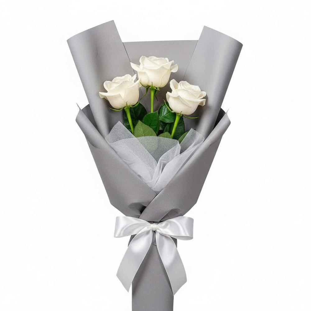 Букет 3 белые розы в Иванисово