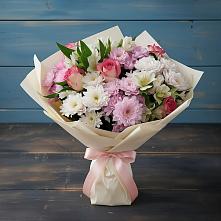 Букет цветов из:  Хризантемы, Альстромерии и Розы в Иванисово