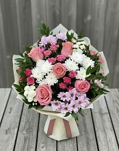 Букет цветов из:  Альстромерии, Гвоздики, Розы и Хризантемы в Иванисово