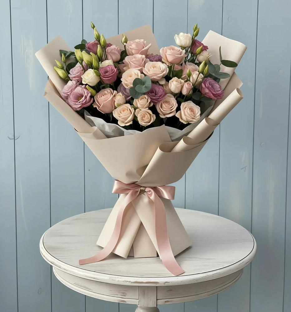 Букет цветов из: Розы и Лизиантусы в Иванисово